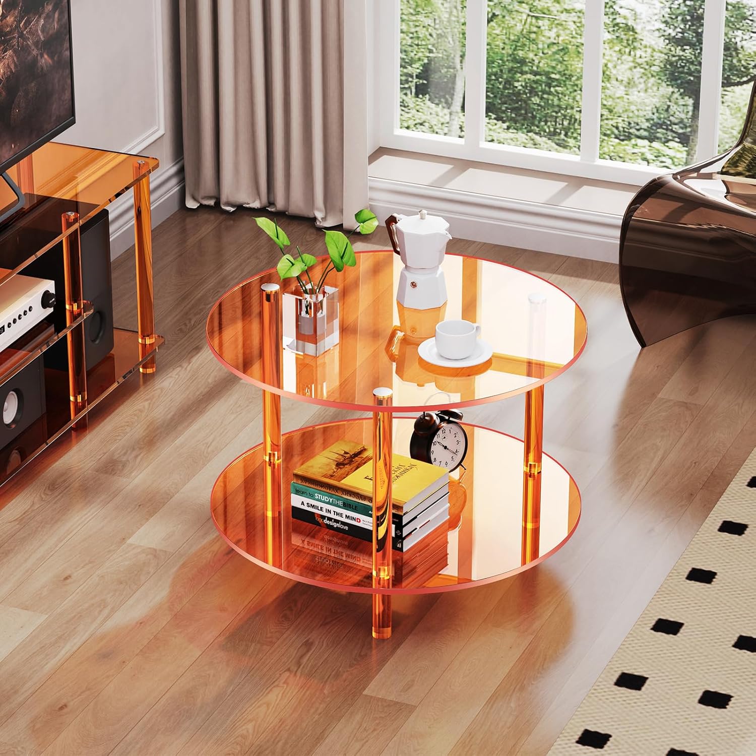 Acrylic Coffee Table, Small Round Modern Coffee Table