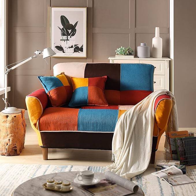 Sleeper Sofa Couch Bed, Small Space Colorful Sleeper Bed with Pillows