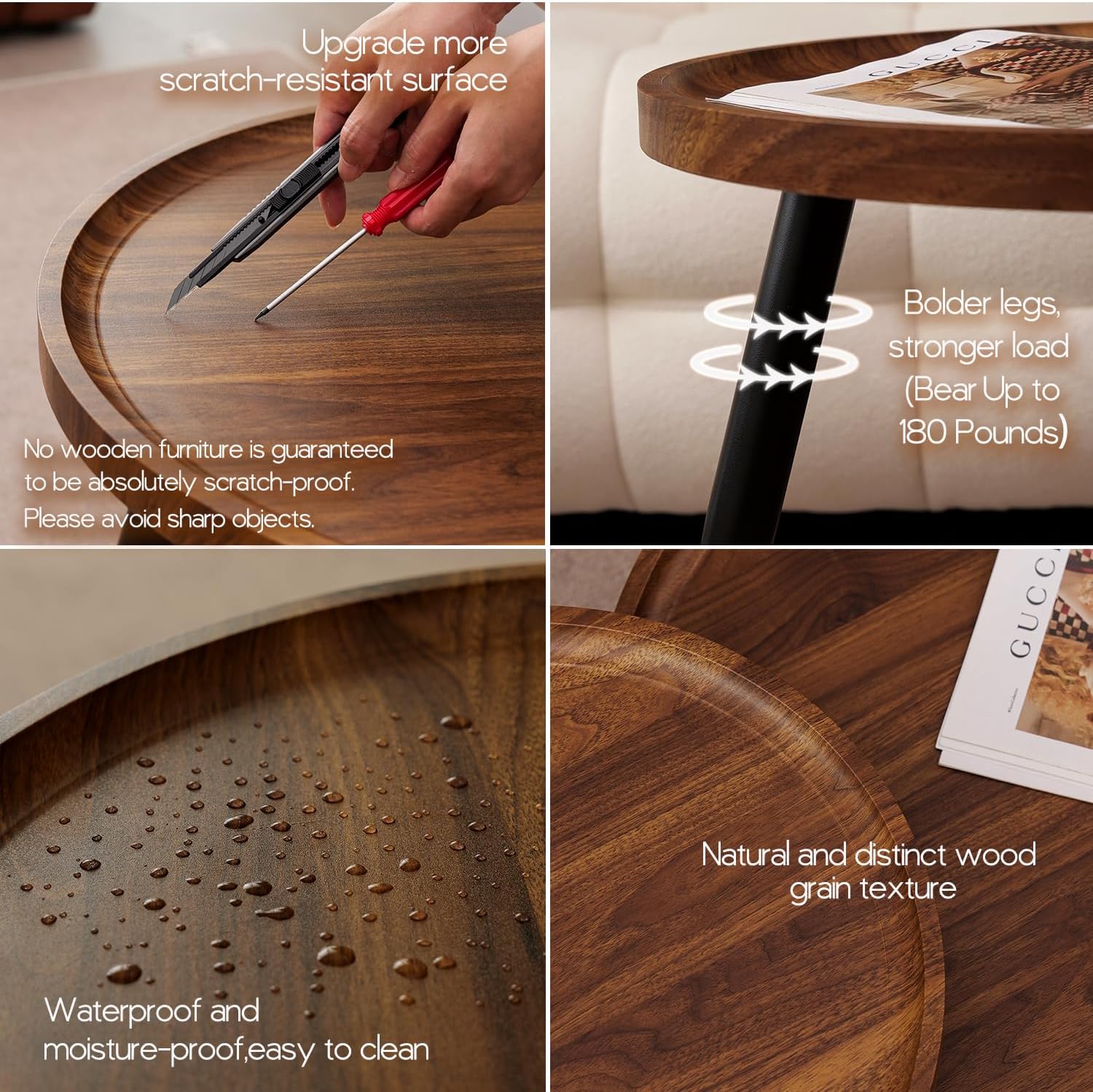 2 Pcs Mid Century Modern Round Coffee Tables for Living Room,Easy Assembly Nesting Coffee Tables