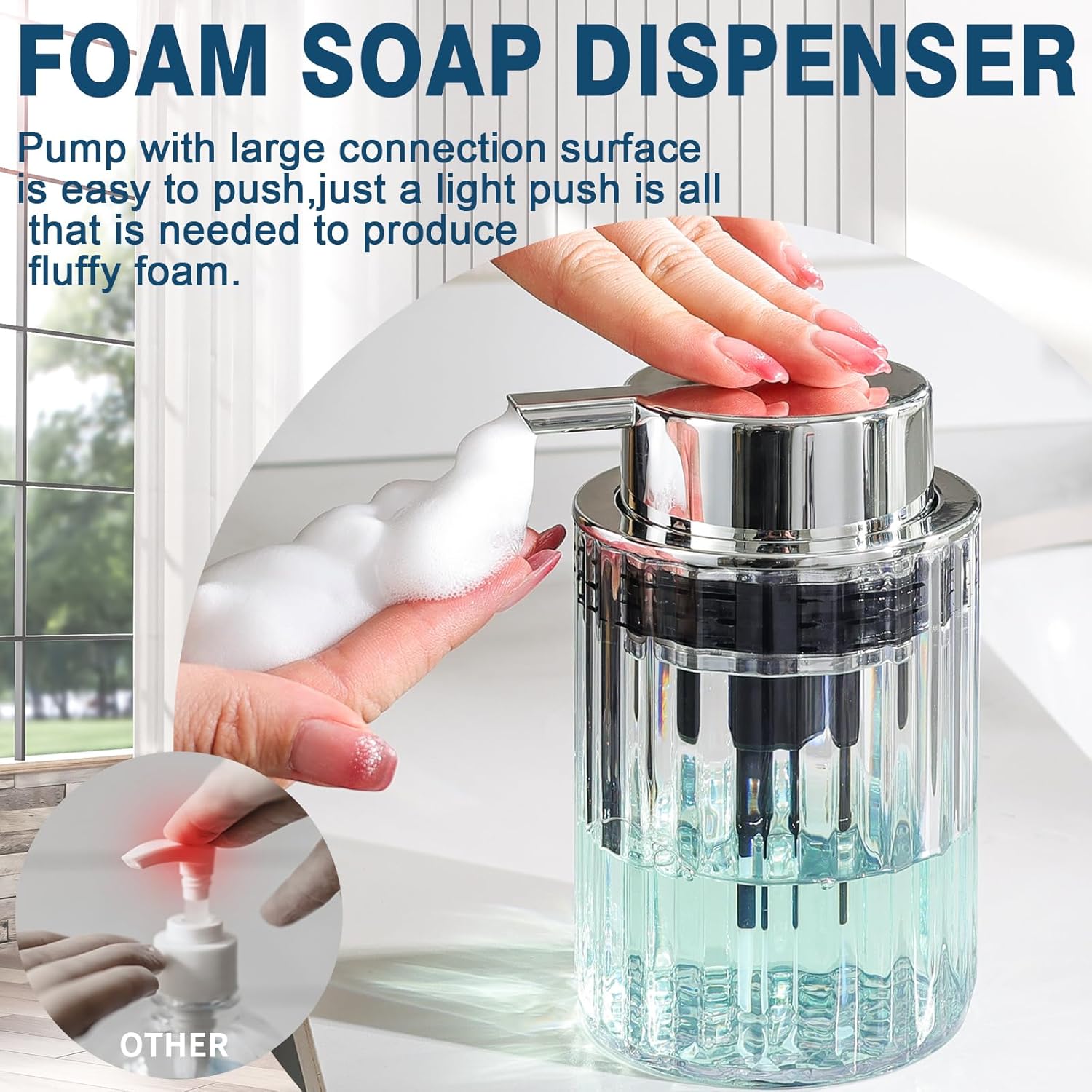 Foaming Soap Dispenser Plastic Clear Hand Soap Dispenser Bathroom Foam Dish Soap Dispenser, Small Transparent Reusable Lotion Dispenser