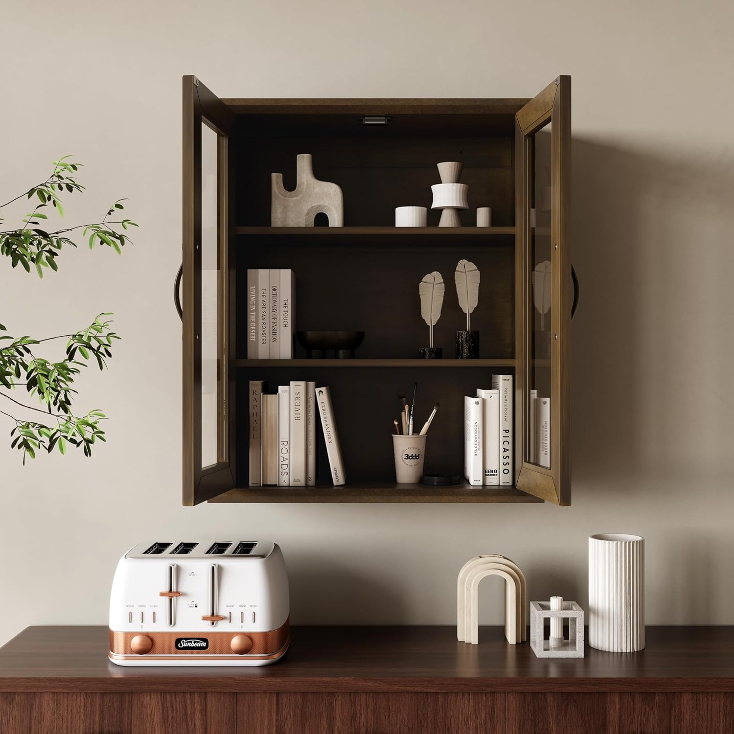 Wood Medicine Cabinet with Acrylic Doors, Bathroom Wall Cabinet with Adjustable Shelves Over The Toilet