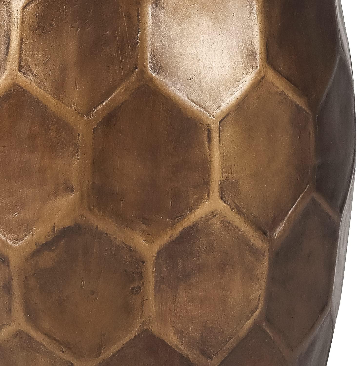 Modern 18" H Round Side Table, Indoor Outdoor Geometric Honeycomb Concrete End Table