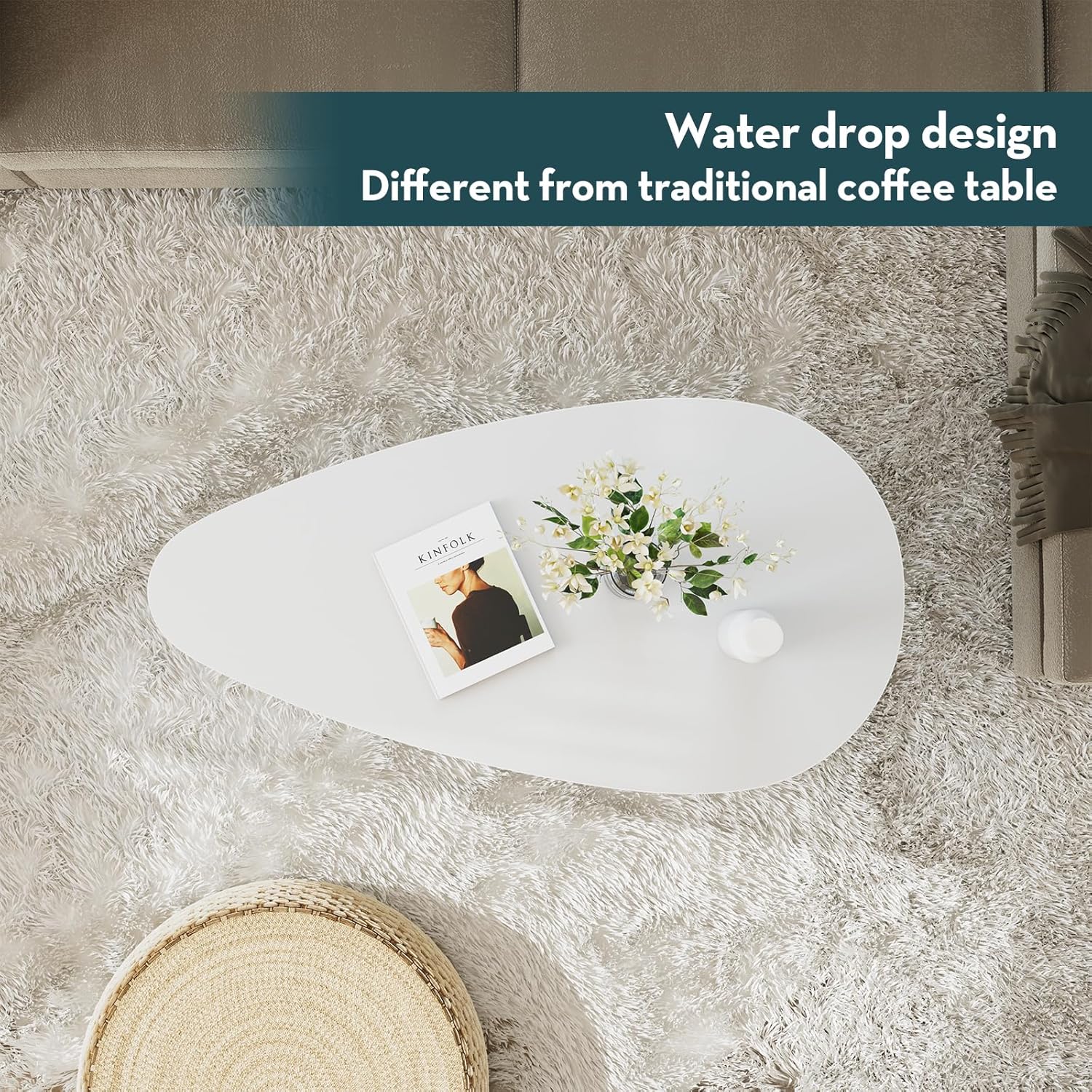 Modern Coffee Table White Coffee Tables for Small Space Unique Simple Oval Center Table