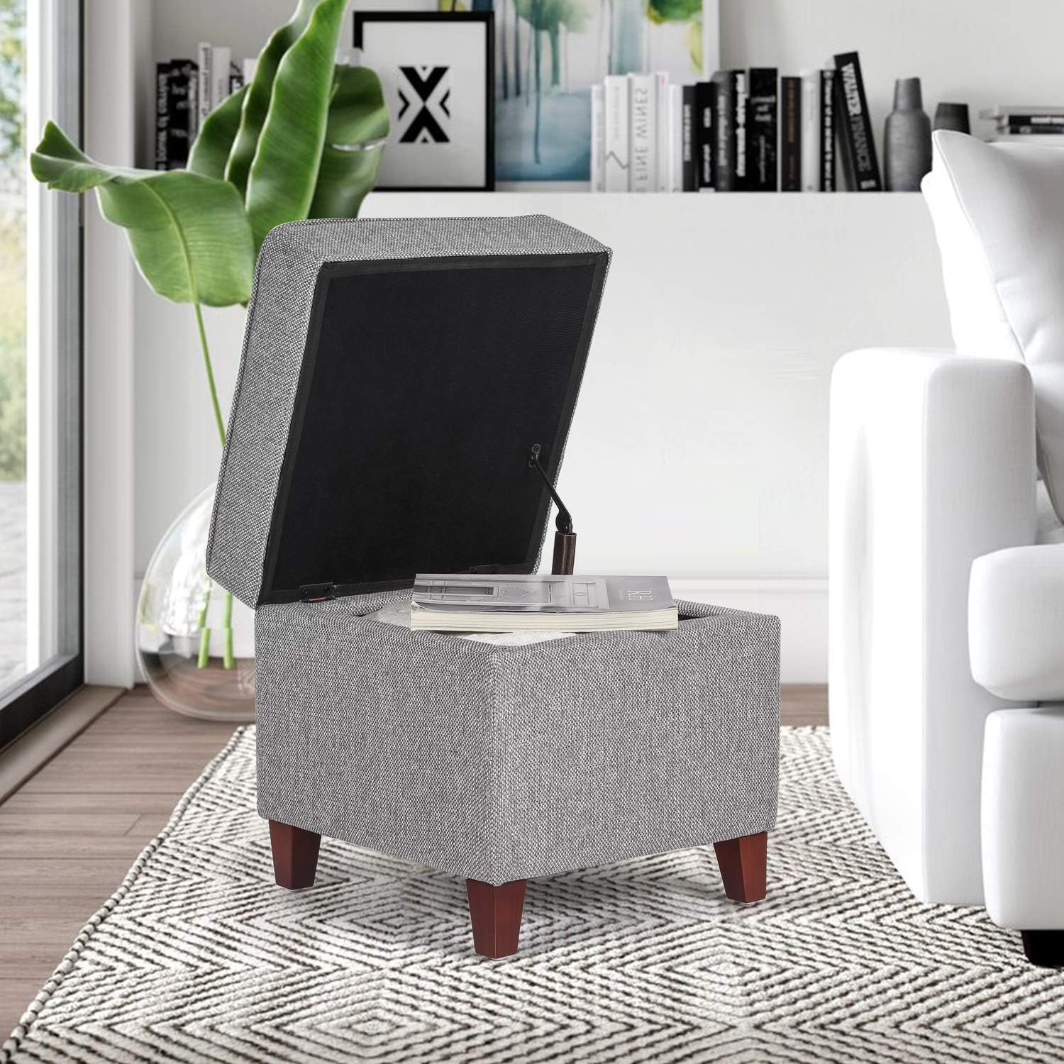 17’’ Square Ottoman with Storage- Small Storage Ottoman Foot Rest