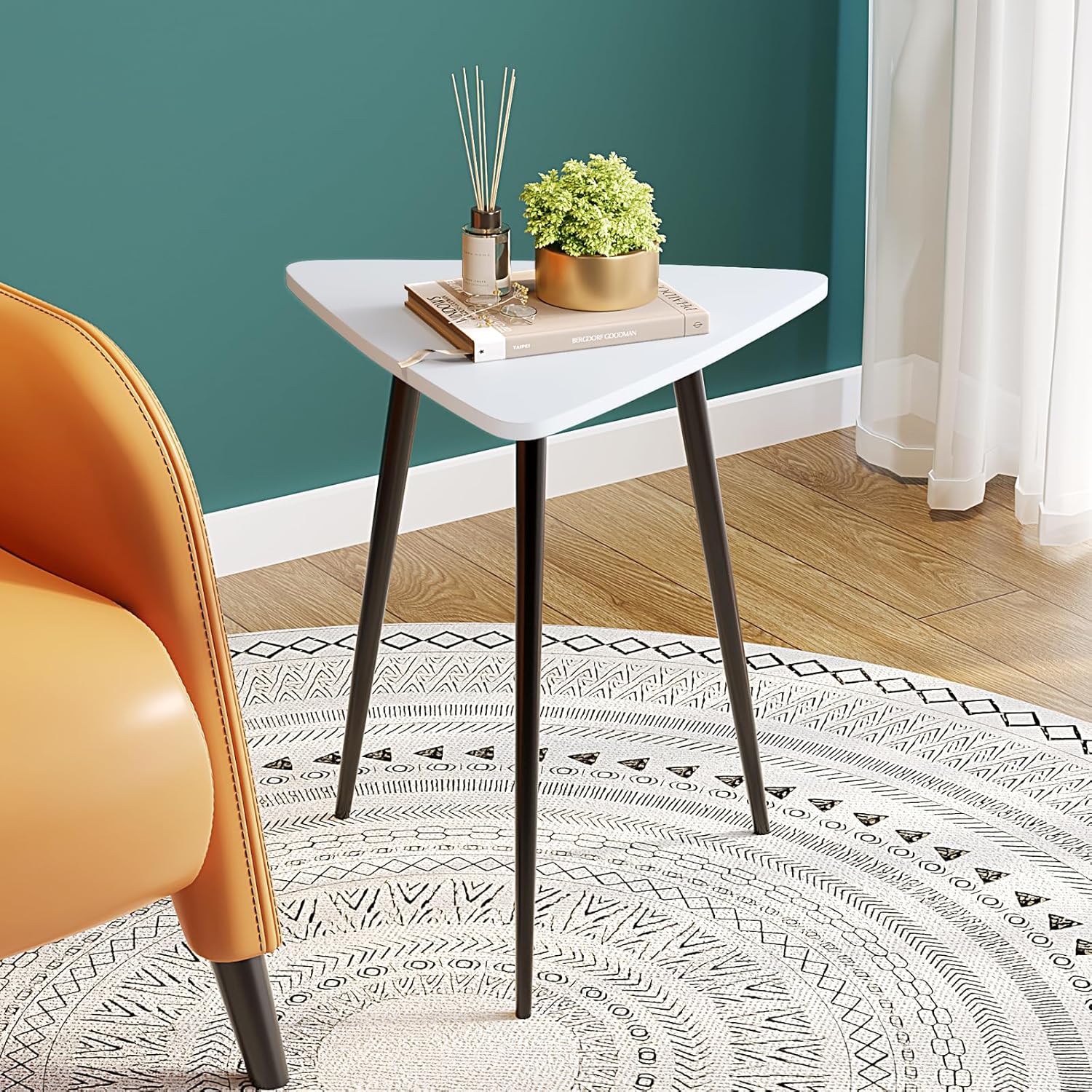 White Side Table Small Triangle End Tables Modern Narrow Sofa Table