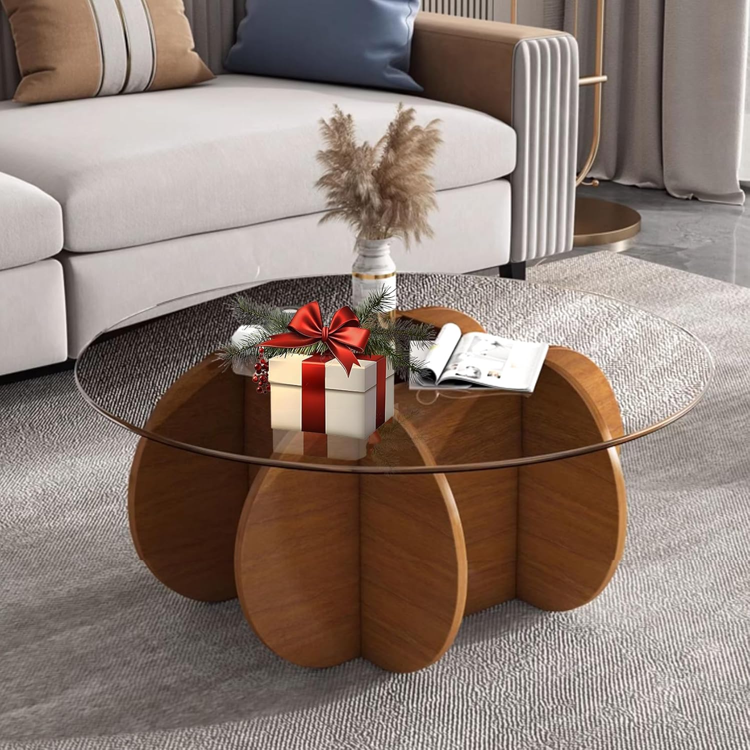 Glass Coffee Tables for Living Room Modern Elegant Round Coffee Table