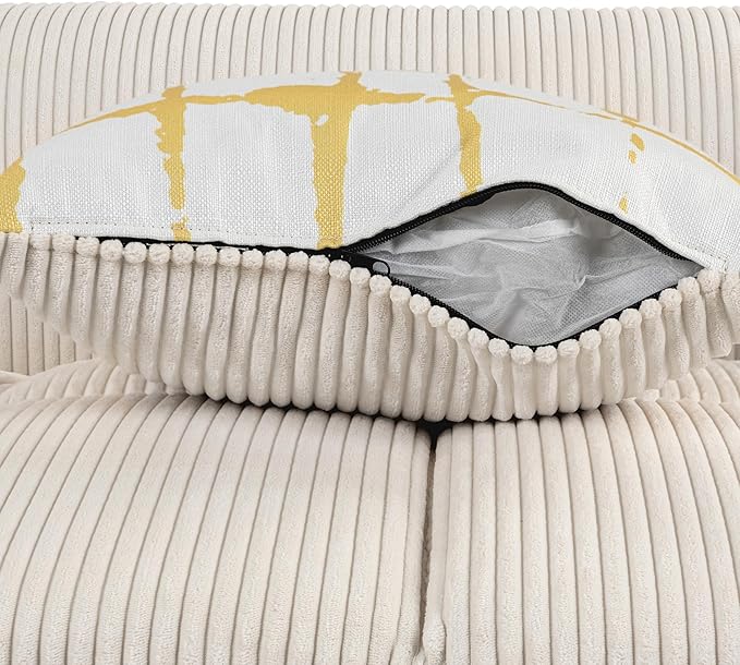 103.9" Modern Style Couch Corduroy Fabric Comfy Sofa with 4 Removable Pillows