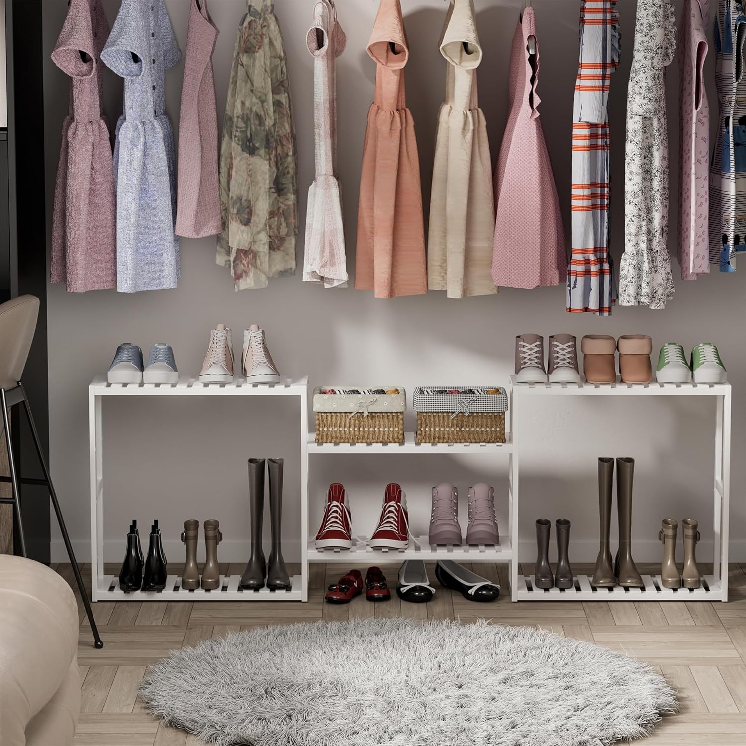 Towel Rack Bathroom Storage Shelves Over The Toilet with Towel Bar 100% Bamboo Adjustable Height Floating Shelf