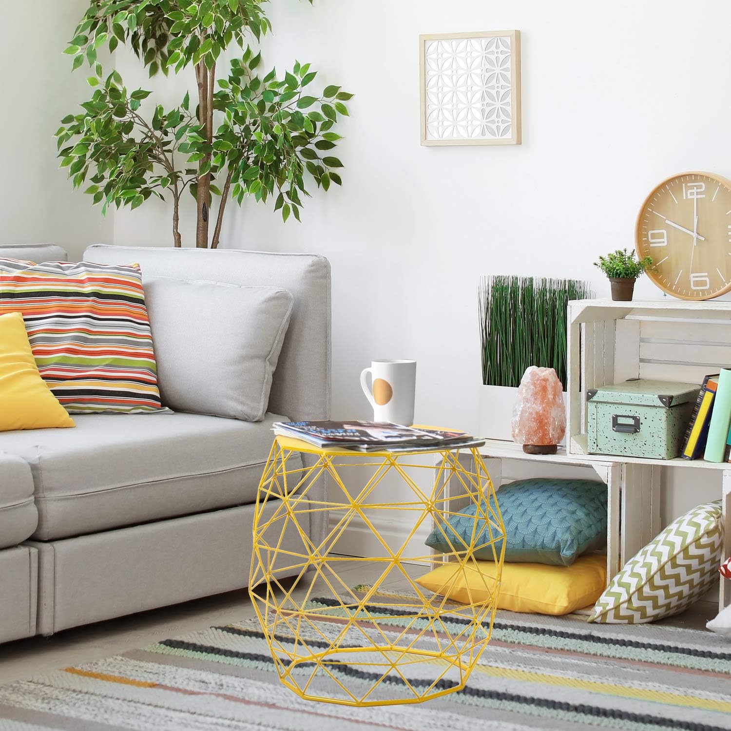 18-inch Home Garden Wire Round Metal Stool, Decorative Accent Display Plant Stand