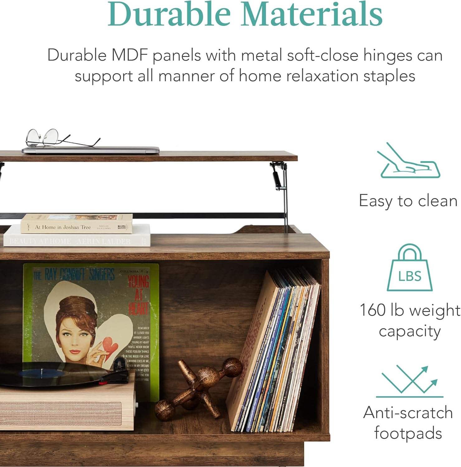 Wooden Rustic Modern Multifunctional Accent Table for Living Room