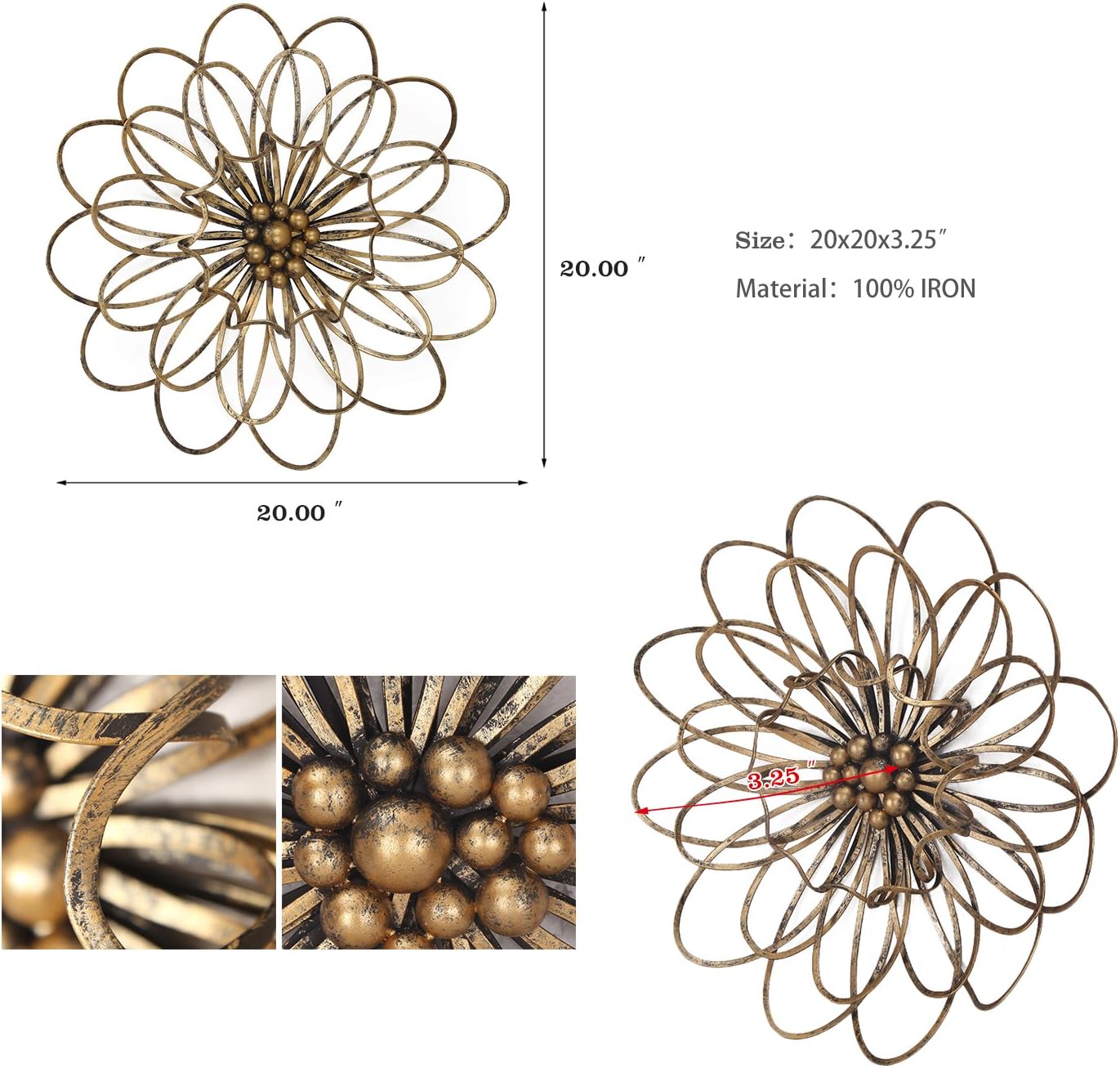 Metal Flowers Wall Decor, Modern Wall Art Decoration Floral Sculpture