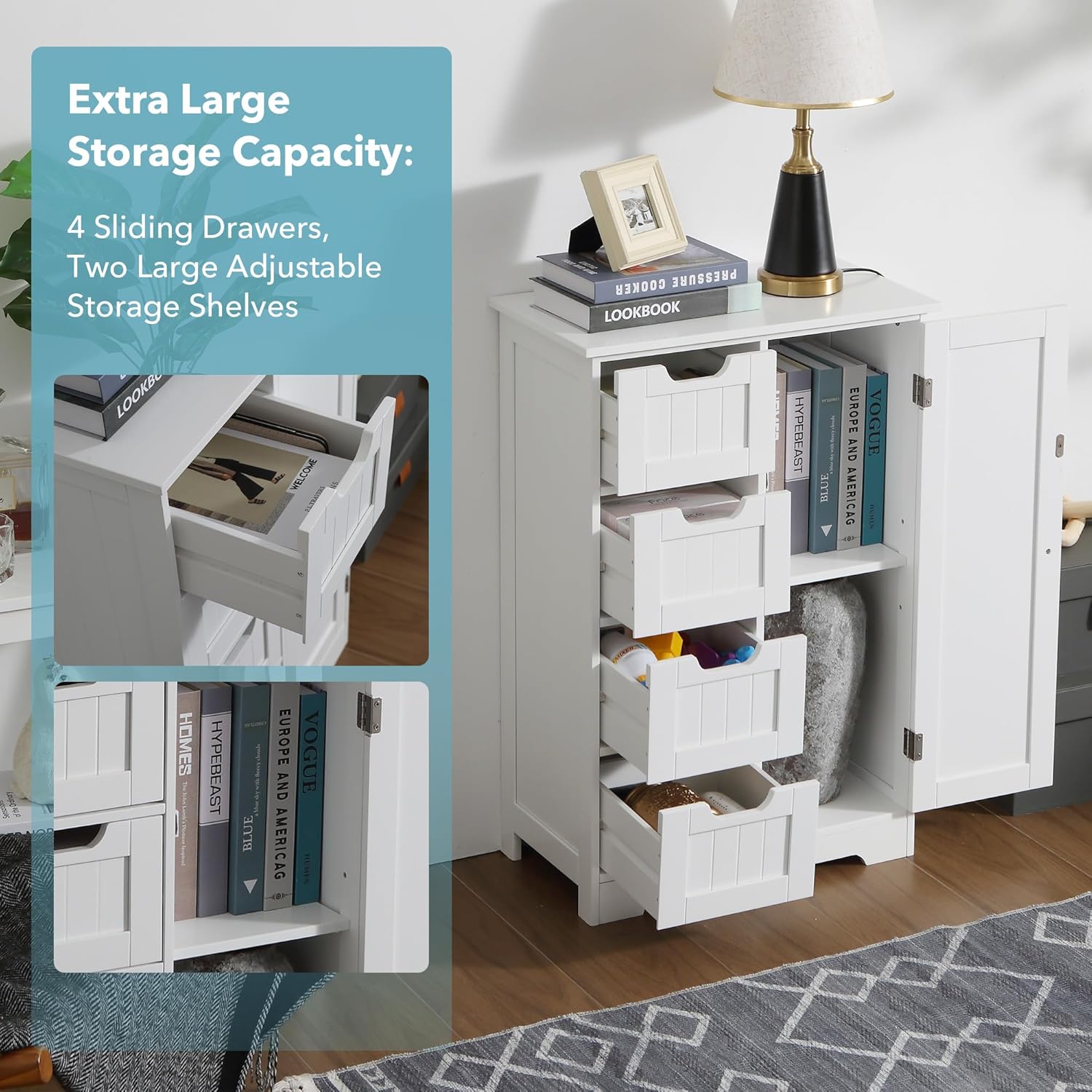 Bathroom Floor Cabinet 22x32 Inch Bathroom Cabinets Freestanding Storage Cabinet with Adjustable Shelves