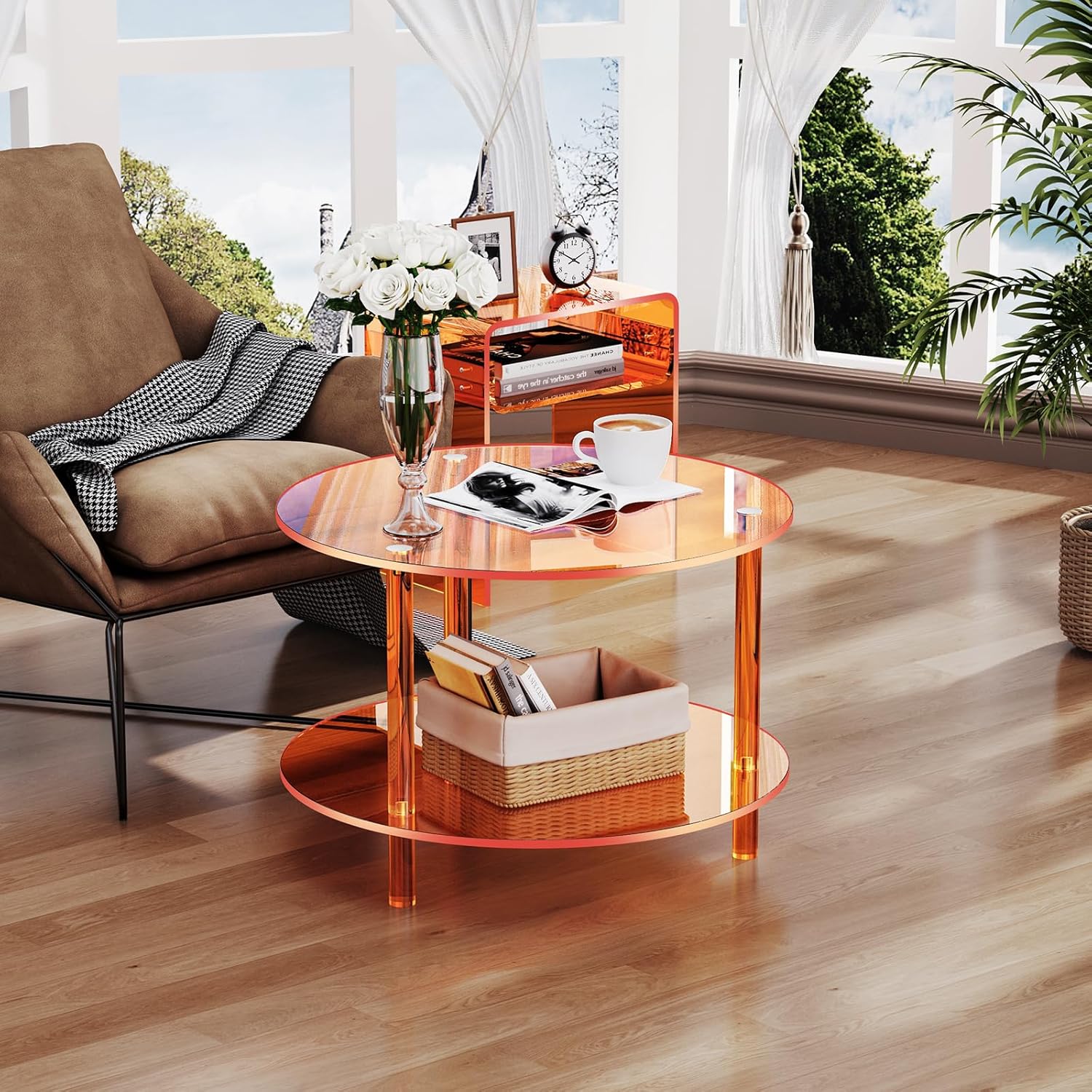 Acrylic Coffee Table, Small Round Modern Coffee Table