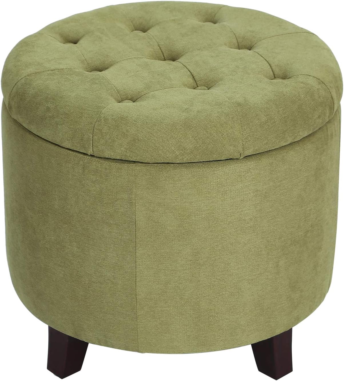Fabric Cushion Round Button Tufted Lift Top Footstool