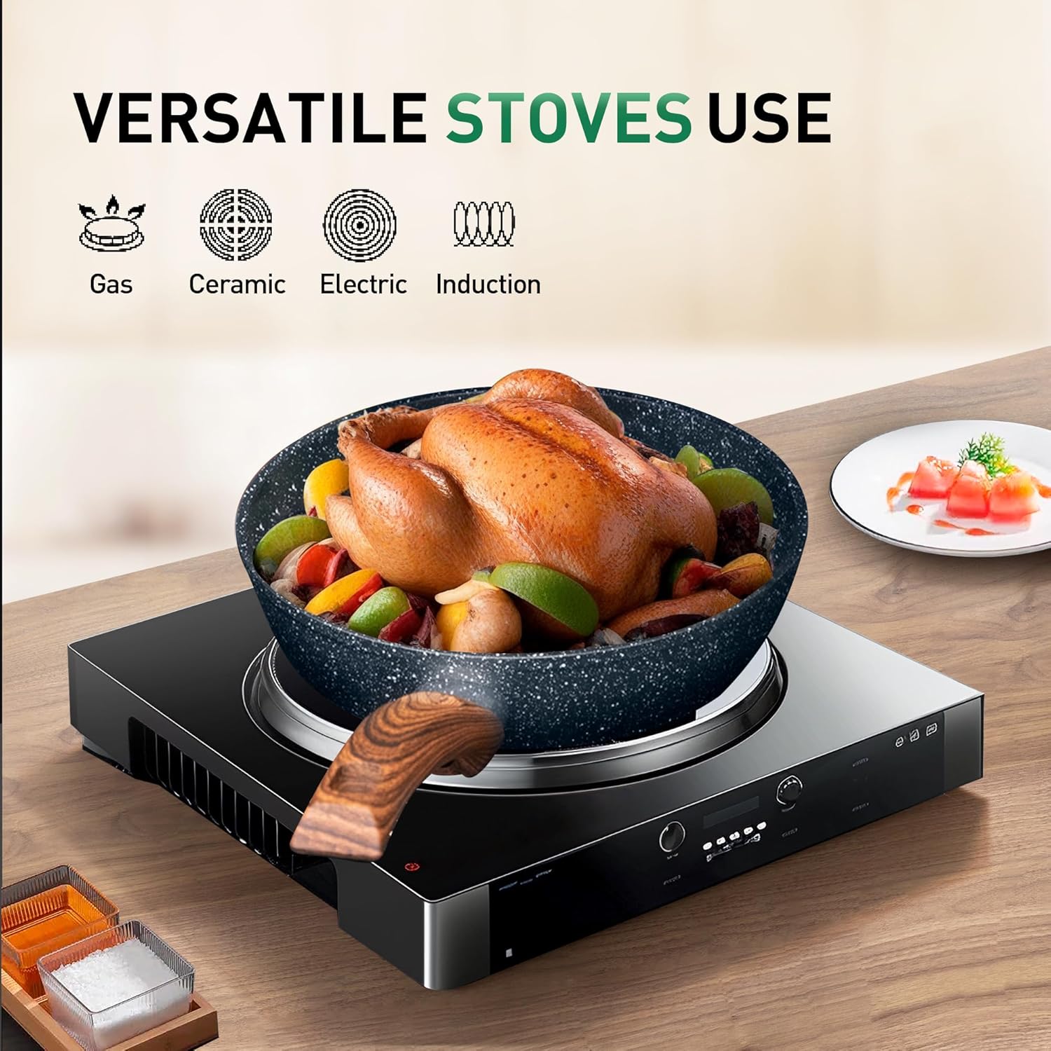 Kitchen Cookware Sets Nonstick, 12 Piece Pots and Pans Set Granite Cooking Set for Induction & Dishwasher Safe, Oven, Stovetop, Blue