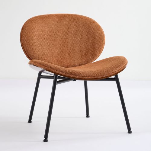 JPJPUU Mid-Century Modern Shell Chair Single Side Chair Tripod, Orange fabric Lounge Chair in Walnut Finish Comfortable Backrest