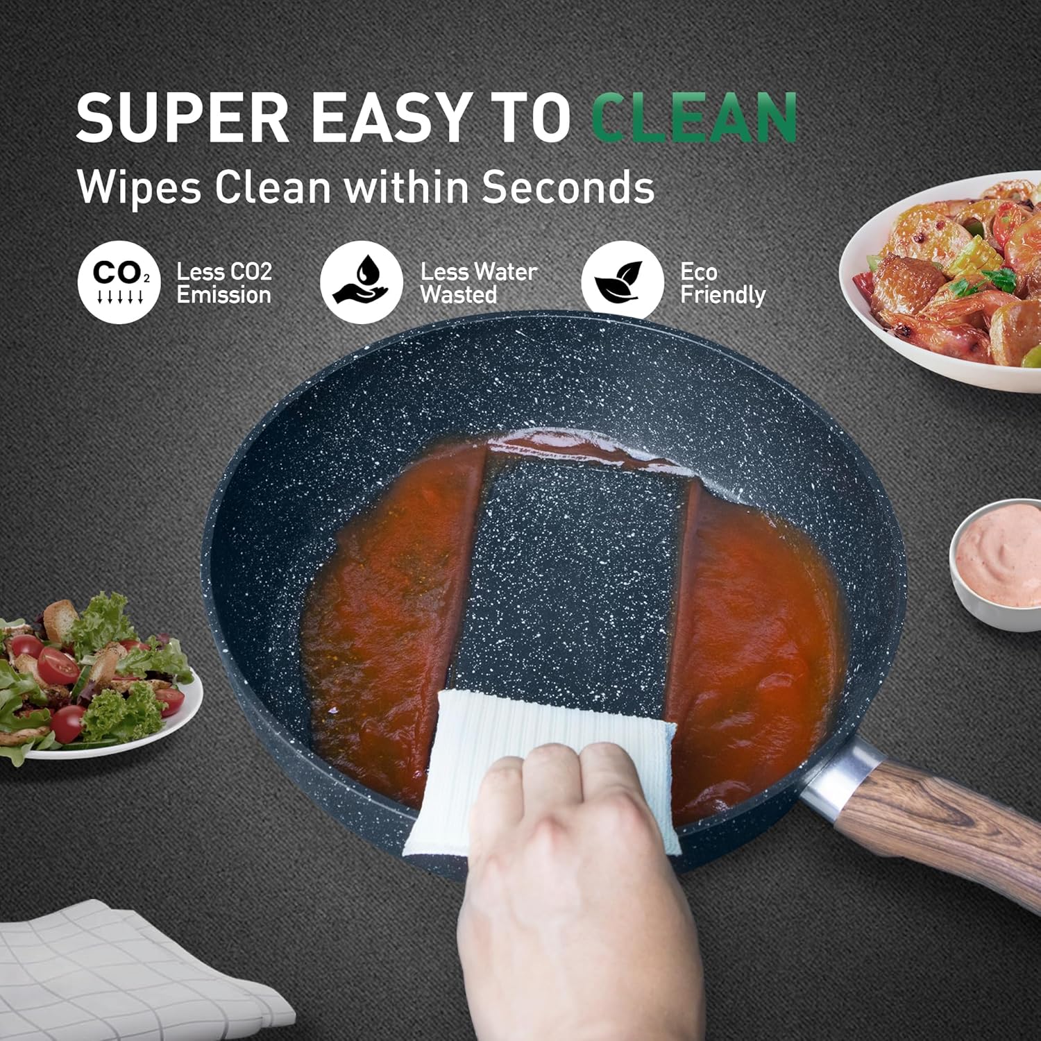 Kitchen Cookware Sets Nonstick, 12 Piece Pots and Pans Set Granite Cooking Set for Induction & Dishwasher Safe, Oven, Stovetop, Blue