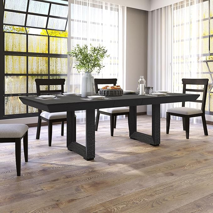 98" Wood Dining Table Extendable Kitchen Table