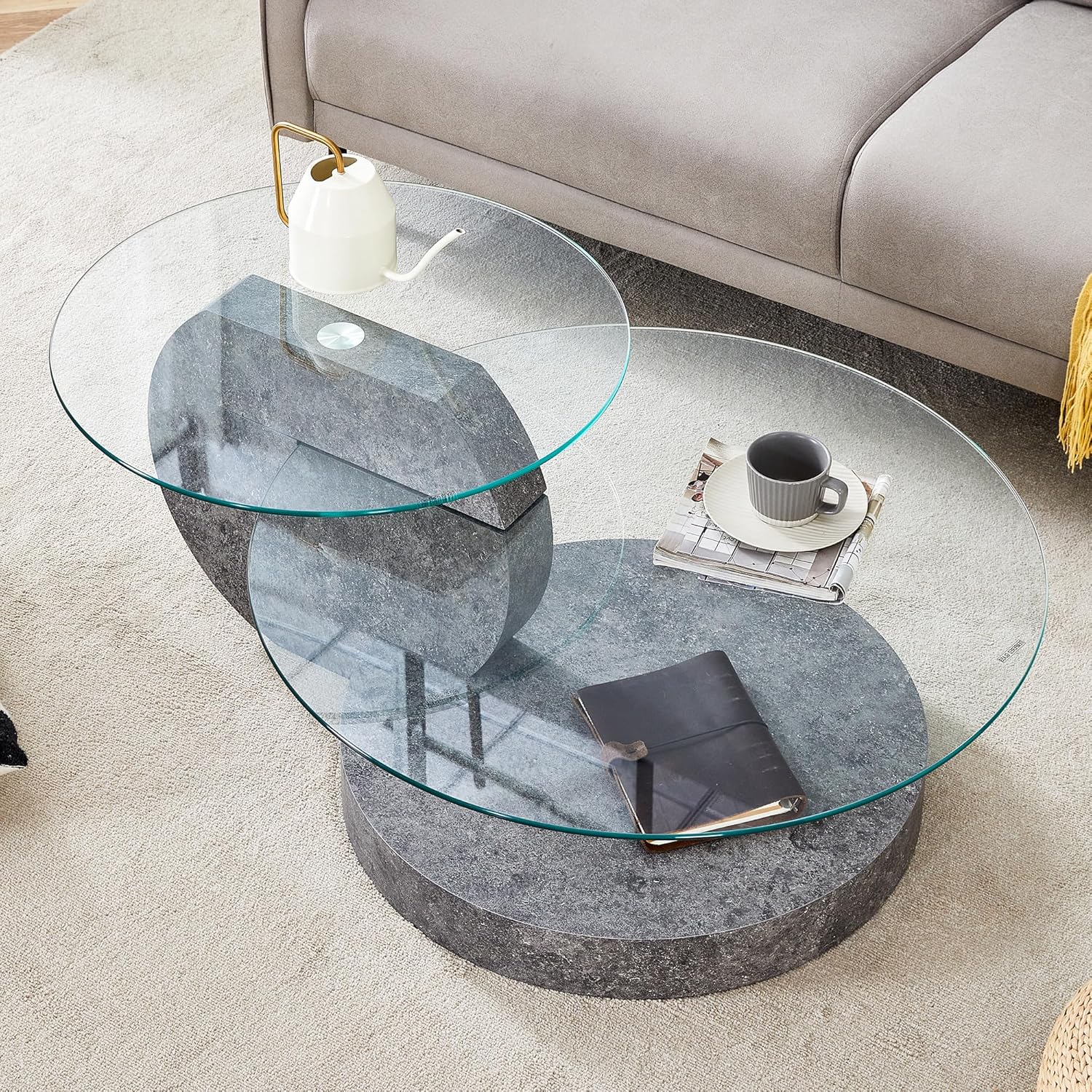 Glass Coffee Tables Round Coffee Tables for Living Room Modern 3 Tier