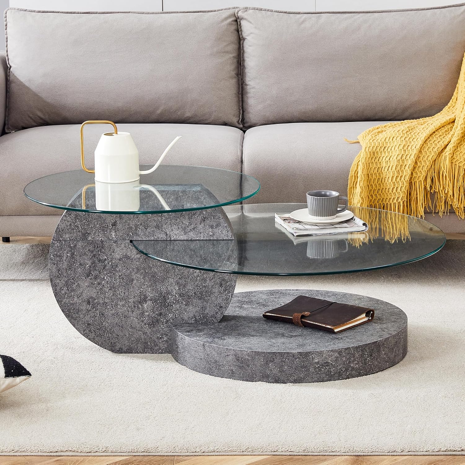 Glass Coffee Tables Round Coffee Tables for Living Room Modern 3 Tier