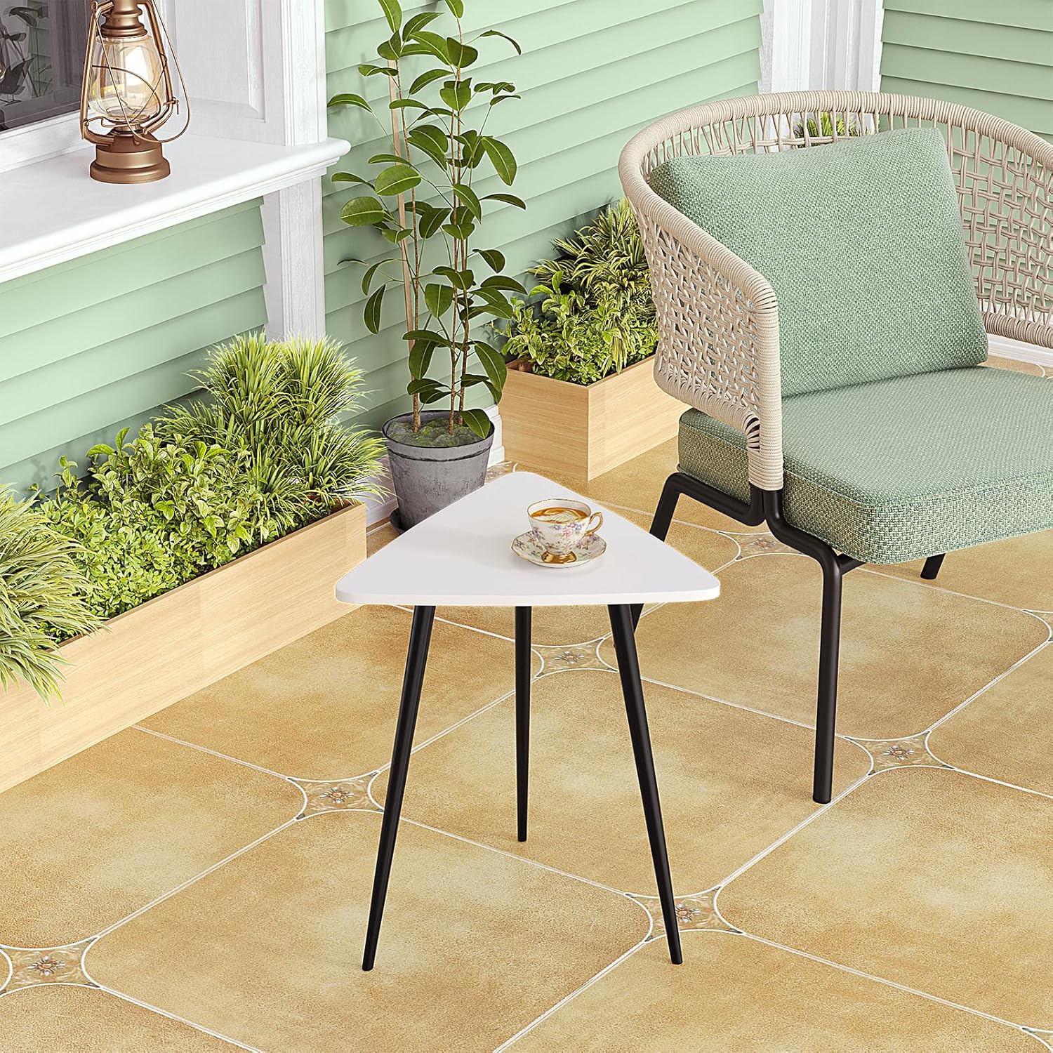 White Side Table Small Triangle End Tables Modern Narrow Sofa Table