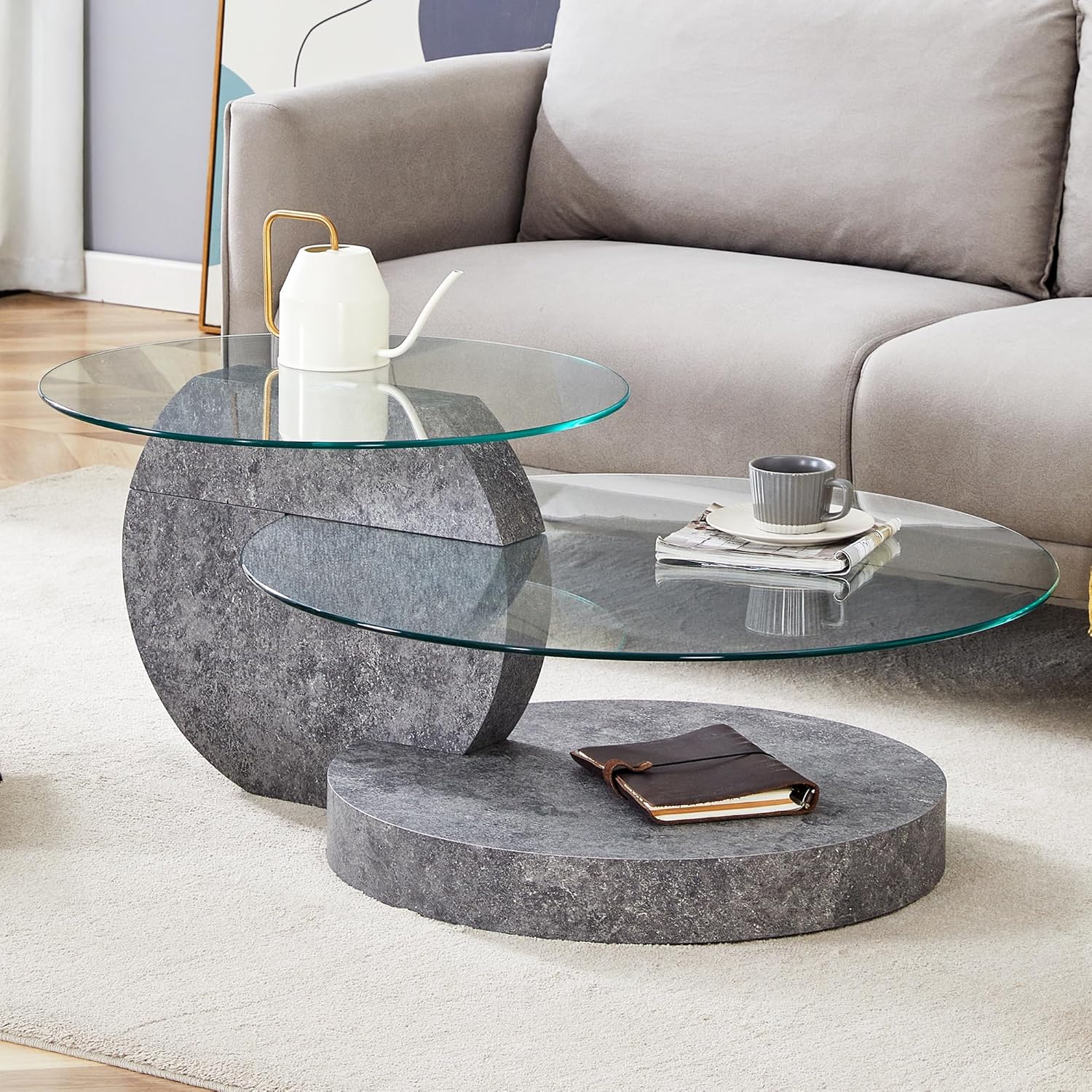 Glass Coffee Tables Round Coffee Tables for Living Room Modern 3 Tier