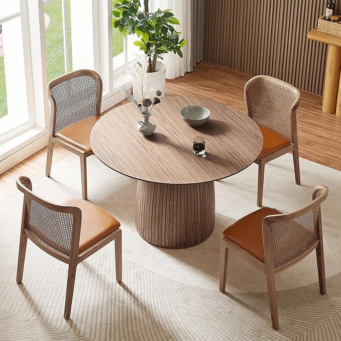 47.24" Round Dining Table, Modern Wood Kitchen Table