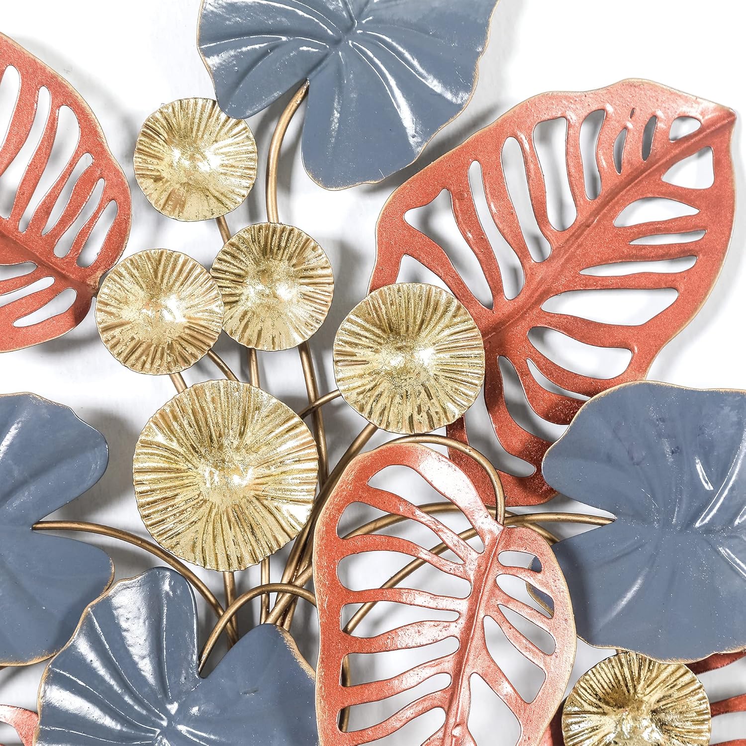 19 inch Metal Leaf Wall Decor in Vase Home Wall Art Sculptures