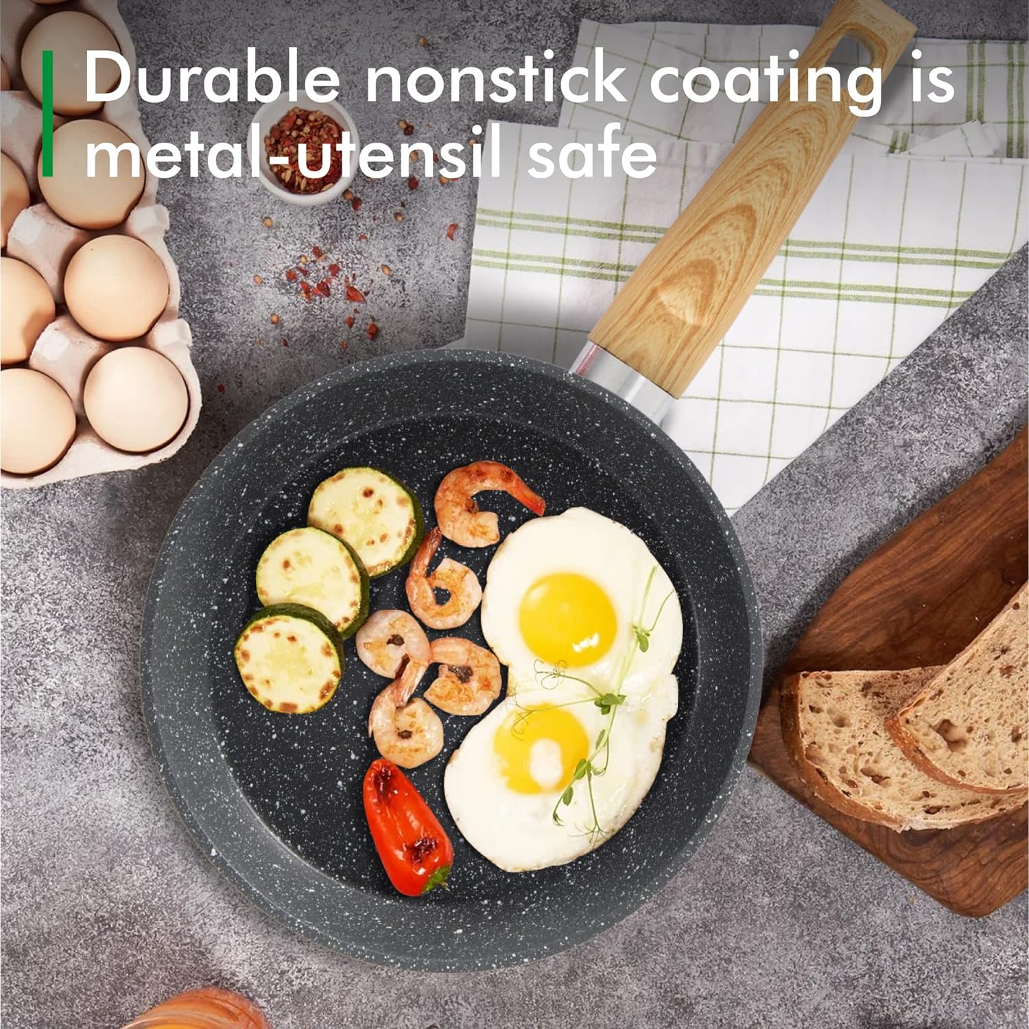 Pots and Pans Set Non Stick, 12 Piece Kitchen Cookware Sets, Grey Granite Induction Compatible Cookware Set, Pot and Pan Sets for Cooking Nonstick