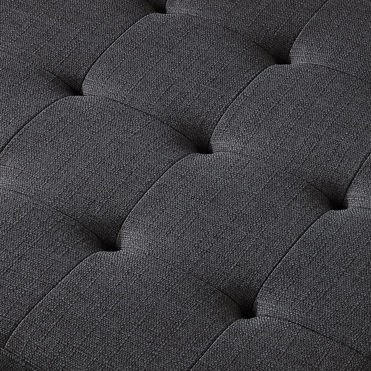 Large Square Upholstered Tufted Linen Ottoman Coffee Table