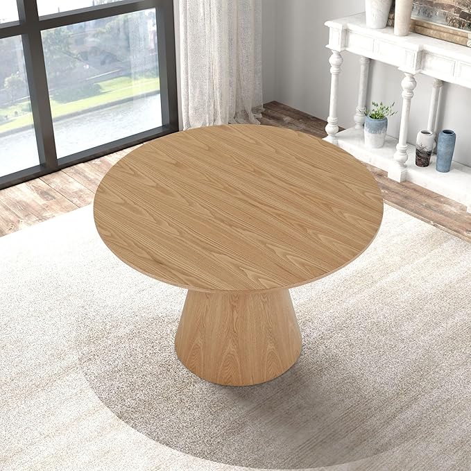 47.2'' Round Wood Dining Table for Living Room Dining Room Kitchen