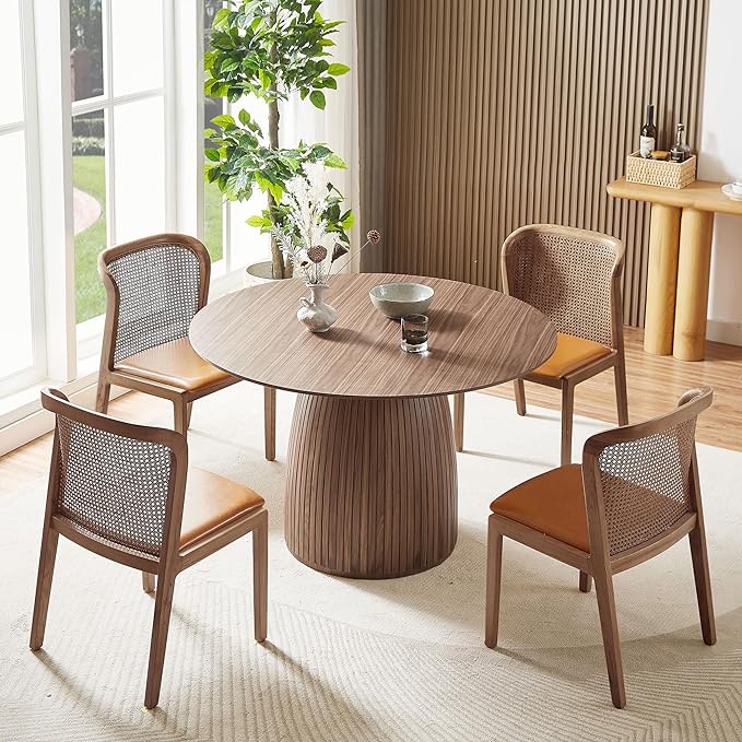 47.24" Round Dining Table, Modern Wood Kitchen Table