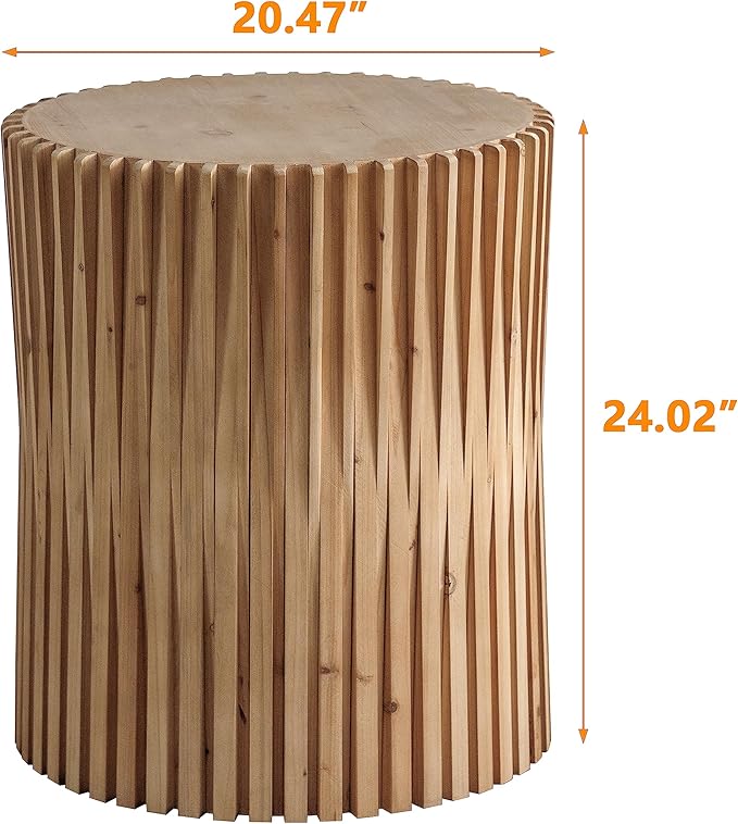 Retro Fashion Style Cylindrical Coffee Table with Vertical Texture Relief Design