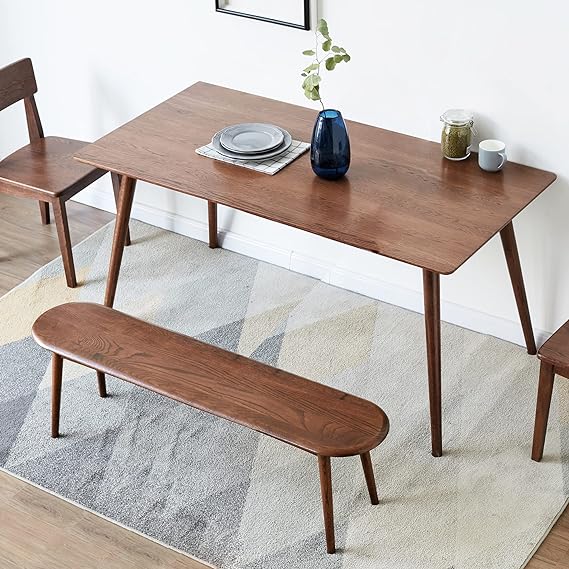 100% Solid Wood Dining Bench - Oak Bench for Entryway, Bedroom, Living Room, Kitchen Room - (Walnut Color, 47.24")