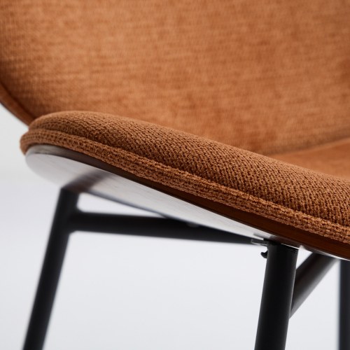 JPJPUU Mid-Century Modern Shell Chair Single Side Chair Tripod, Orange fabric Lounge Chair in Walnut Finish Comfortable Backrest