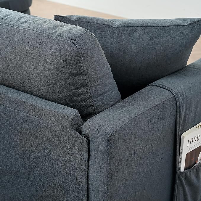 107.87'' Sectional Sofa Couch with Curved Convertible Ottoman for Living Room