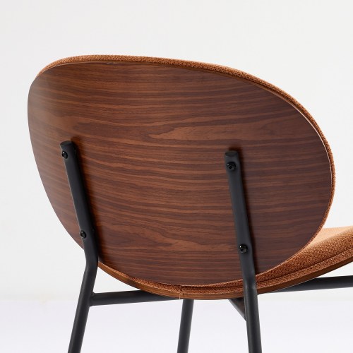 JPJPUU Mid-Century Modern Shell Chair Single Side Chair Tripod, Orange fabric Lounge Chair in Walnut Finish Comfortable Backrest