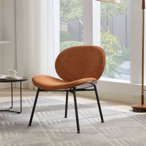 JPJPUU Mid-Century Modern Shell Chair Single Side Chair Tripod, Orange fabric Lounge Chair in Walnut Finish Comfortable Backrest