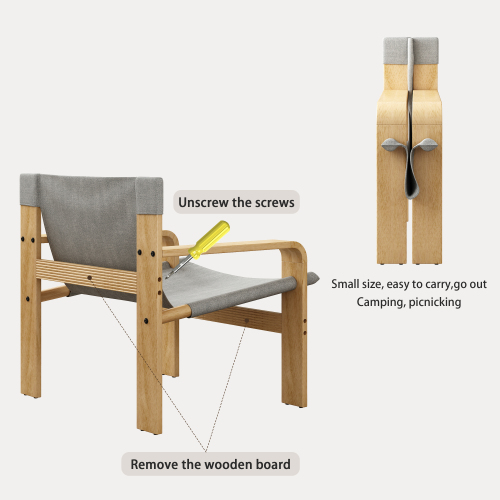 JPJPUU Detachable and washable Oak Accent Chair Wide Armrest Mid-Century Lounge Chair Linen Fabric Armchair & Solid Wood Frame for Living Room, Bedroom, Balcony
