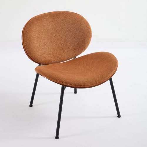 JPJPUU Mid-Century Modern Shell Chair Single Side Chair Tripod, Orange fabric Lounge Chair in Walnut Finish Comfortable Backrest