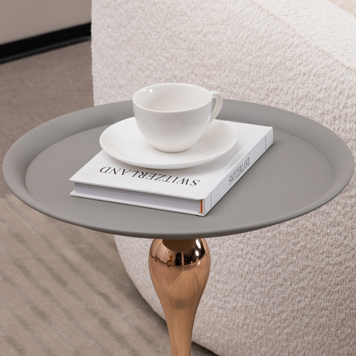 JPJPUU Mermaid Tail End Coffee Table Round Side Table, Modern Metal Pedestal Table, Minimalist Accent Table for Small Spaces