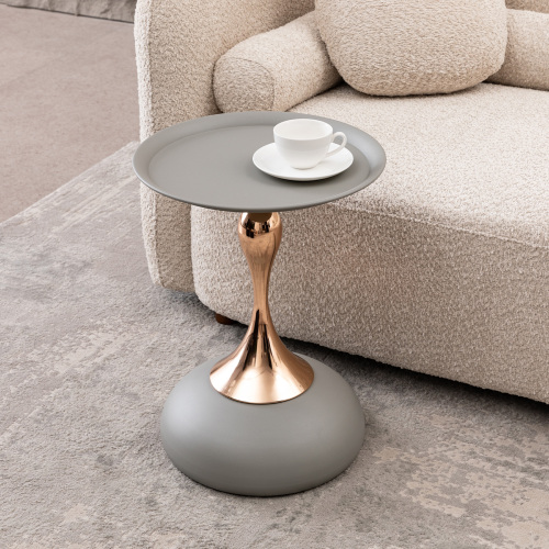 JPJPUU Mermaid Tail End Coffee Table Round Side Table, Modern Metal Pedestal Table, Minimalist Accent Table for Small Spaces