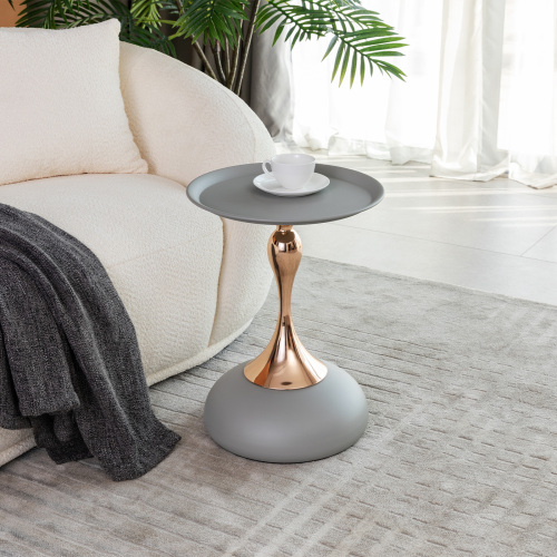 JPJPUU Mermaid Tail End Coffee Table Round Side Table, Modern Metal Pedestal Table, Minimalist Accent Table for Small Spaces
