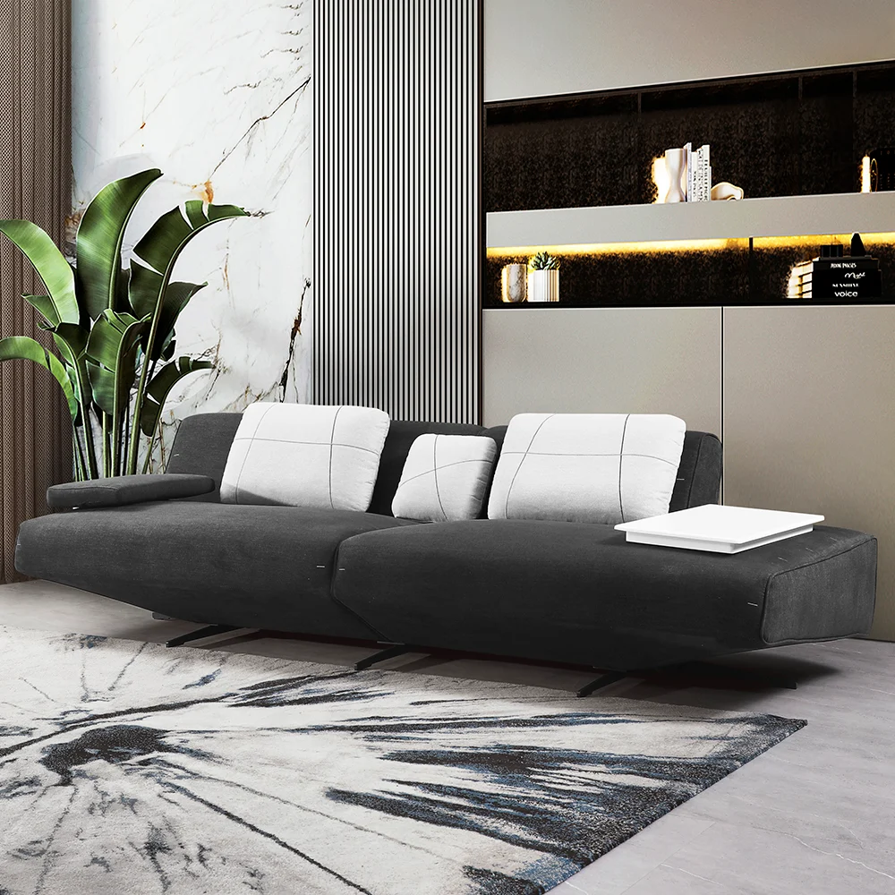 102" Deep Gray Modular Armless 4 Seaters Sofa Linen Upholstery for Living Room
