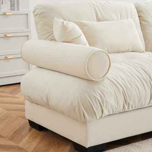 JPJPUU U Shape Modular Sectional Sofa Couch with Two Movable Ottomans, Modern 3 Seat Corner Sofa With Waist Pillows