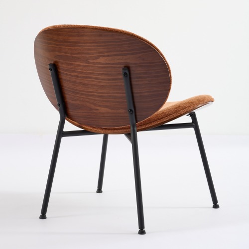 JPJPUU Mid-Century Modern Shell Chair Single Side Chair Tripod, Orange fabric Lounge Chair in Walnut Finish Comfortable Backrest