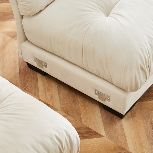 JPJPUU U Shape Modular Sectional Sofa Couch with Two Movable Ottomans, Modern 3 Seat Corner Sofa With Waist Pillows