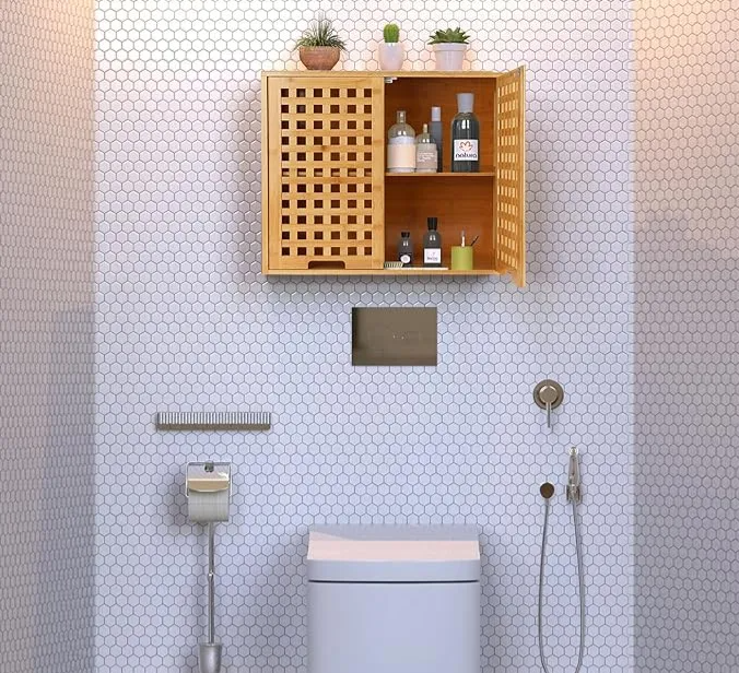 Bathroom Cabinet Wall Mounted,Vanity Mirror with Storage,Medicine Cabinet with Mirror (Bamboo)