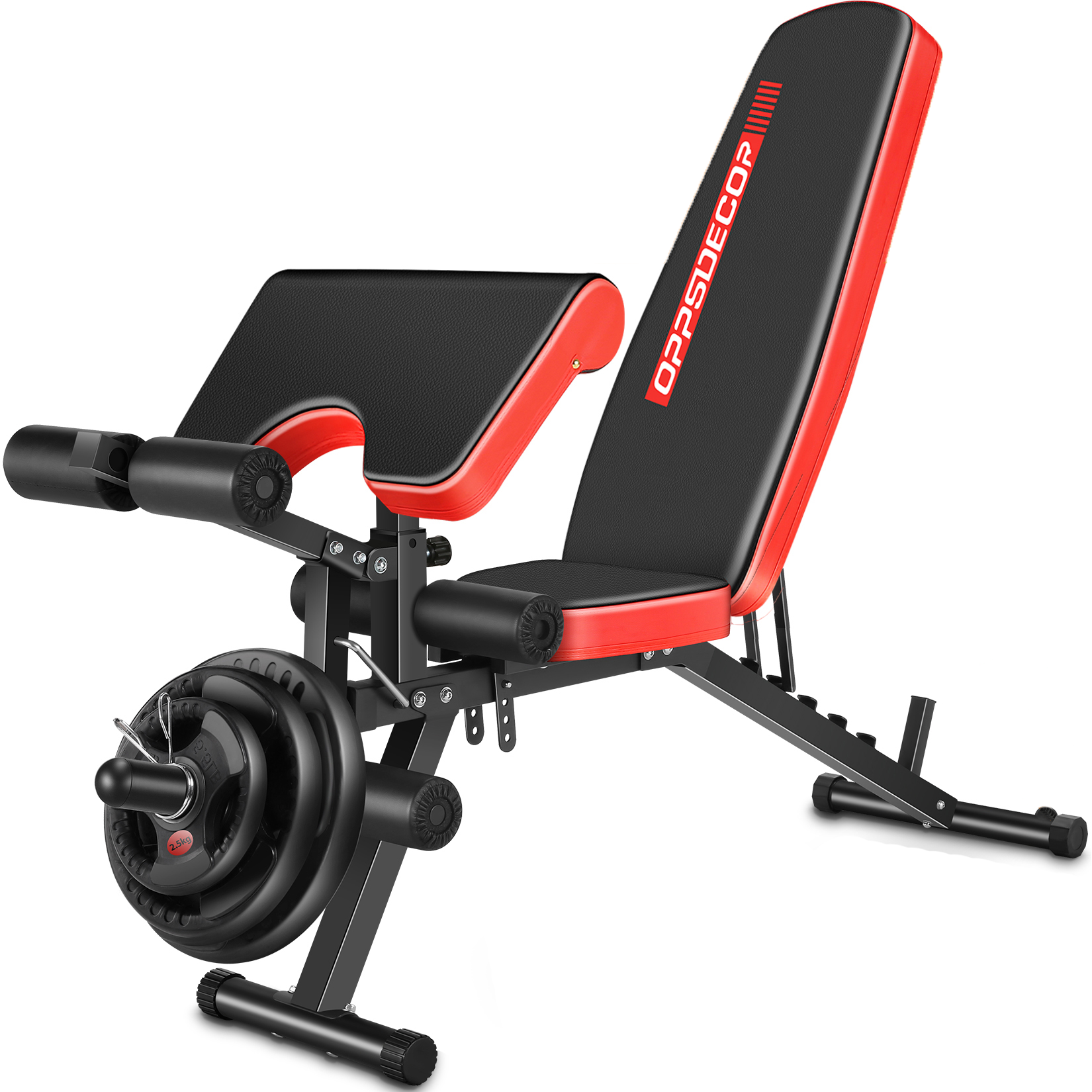 OPPSDECOR Adjustable Weight Bench with Leg Extension and Leg Curl