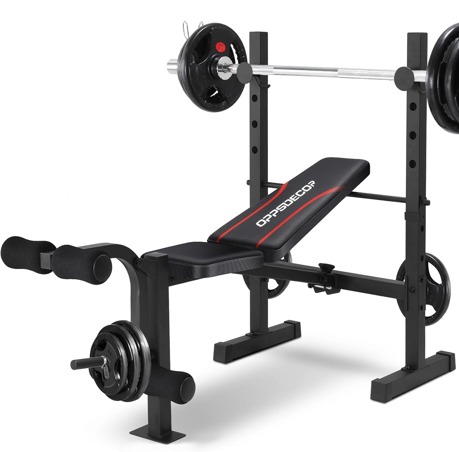 OPPSDECOR Standard Weight Bench Set with Squat Rack